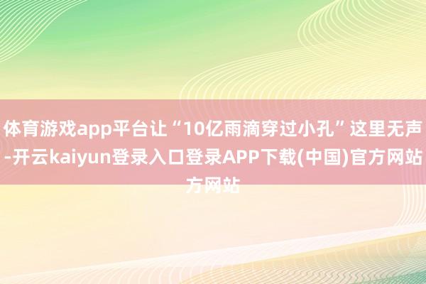 体育游戏app平台让“10亿雨滴穿过小孔”这里无声-开云kaiyun登录入口登录APP下载(中国)官方网站